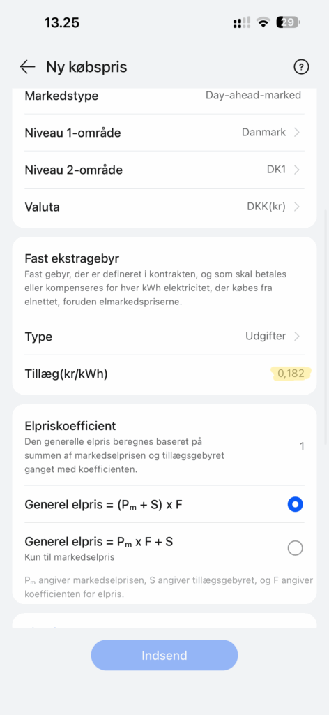 Valg af fast afregningstarif i FusionSolar