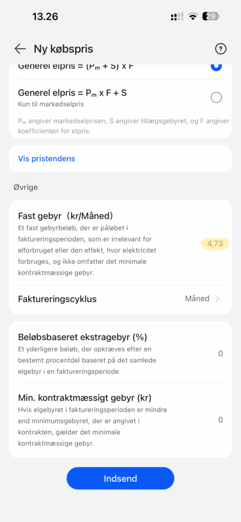 Valg af fast afregningstarif i FusionSolar